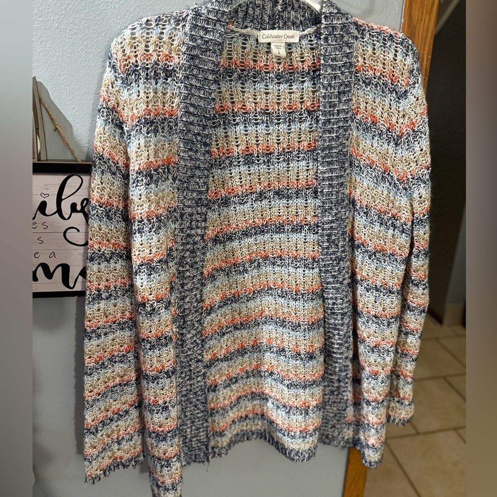 Coldwater Creek Multi Knit Open Sweater Size Small